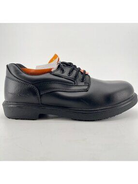 Genuine Grip 7100 Mens Size 8.5W Black Leather Slip-Resistant Oxford Work Shoes